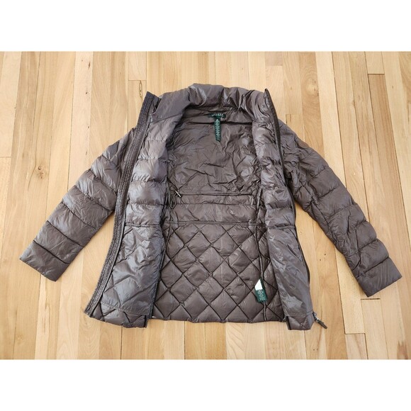 Ralph Lauren XS Brown Down Quilted Lightweight Packable Coat with Buckles - Picture 5 of 10